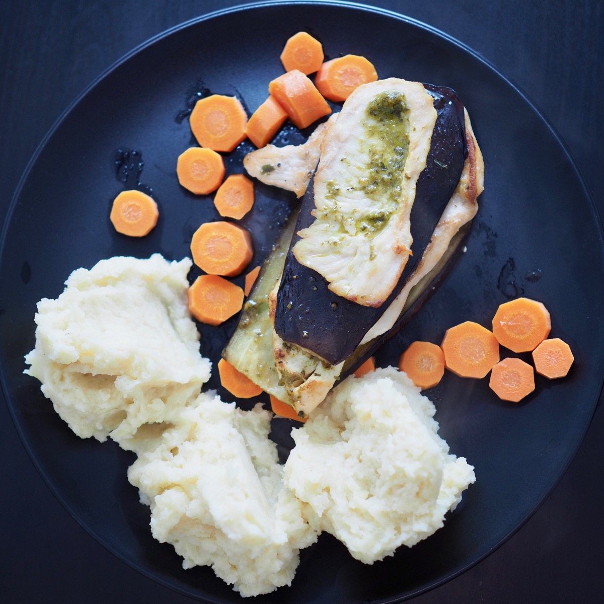 Chicken aubergine pesto